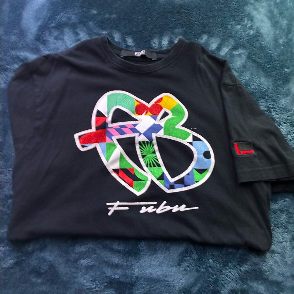 Vintage FUBU Graphic T-Shirt Black Multicolor Logo